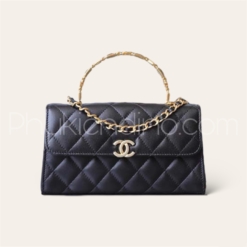 Túi Chanel Holder Clutch Đen Gold Lambskin Size 20